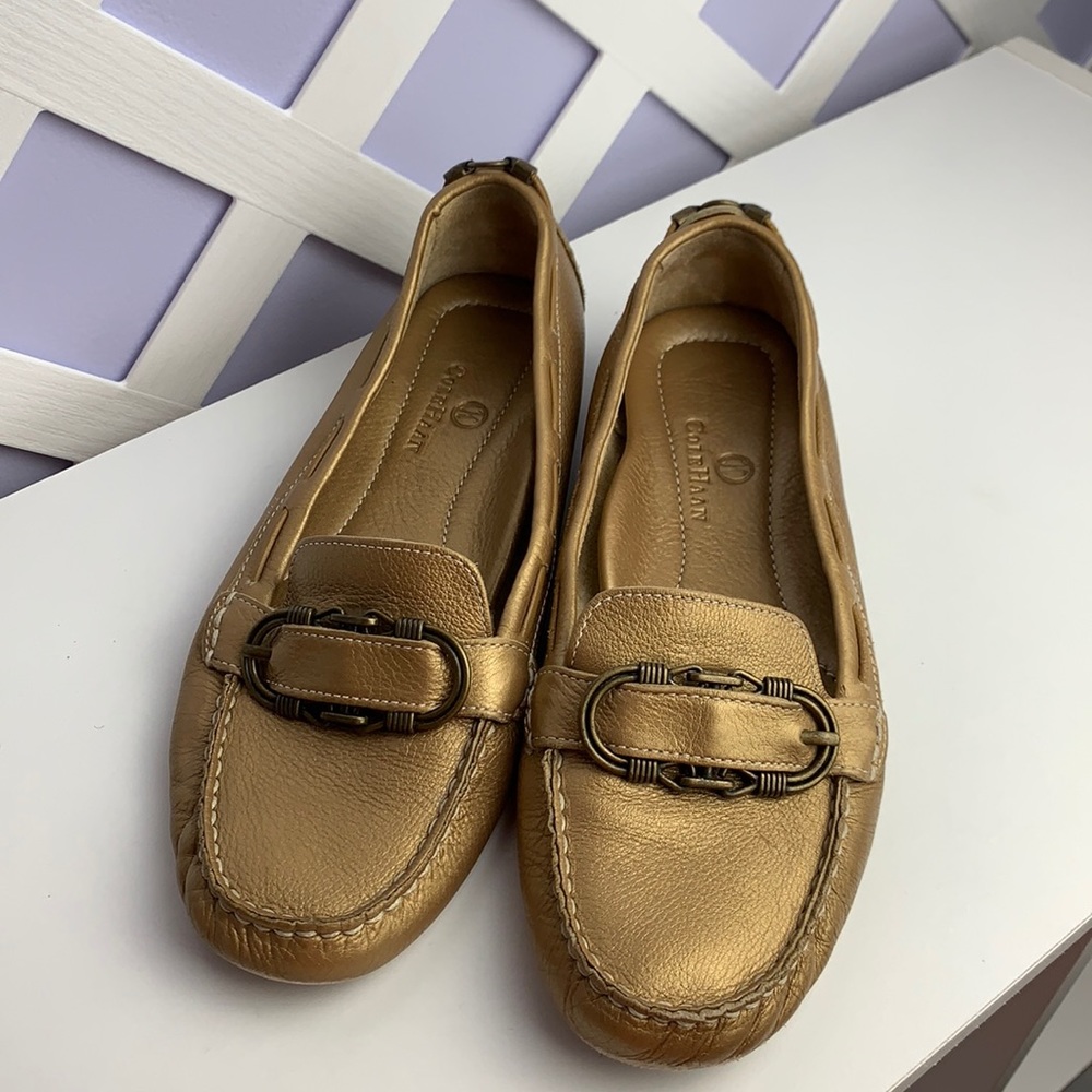 Cole Haan Gold Buckled Flats 8